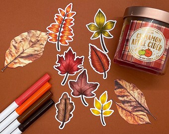 Herbst Sticker Flocken: Handgemachte Matte Papier Aufkleber für Planer