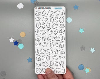 Paper Stars Stickers: Color Your Own Kawaii Planner Stickers