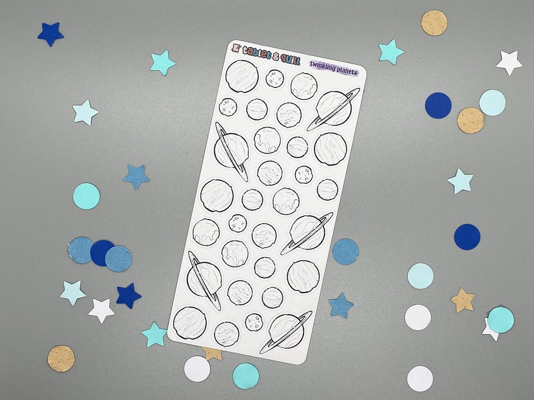 Color Your Own Planet Stickers: Black & White Planner Stickers - Etsy