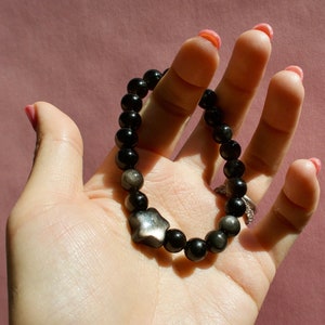 Silver Obsidian Star Bracelet