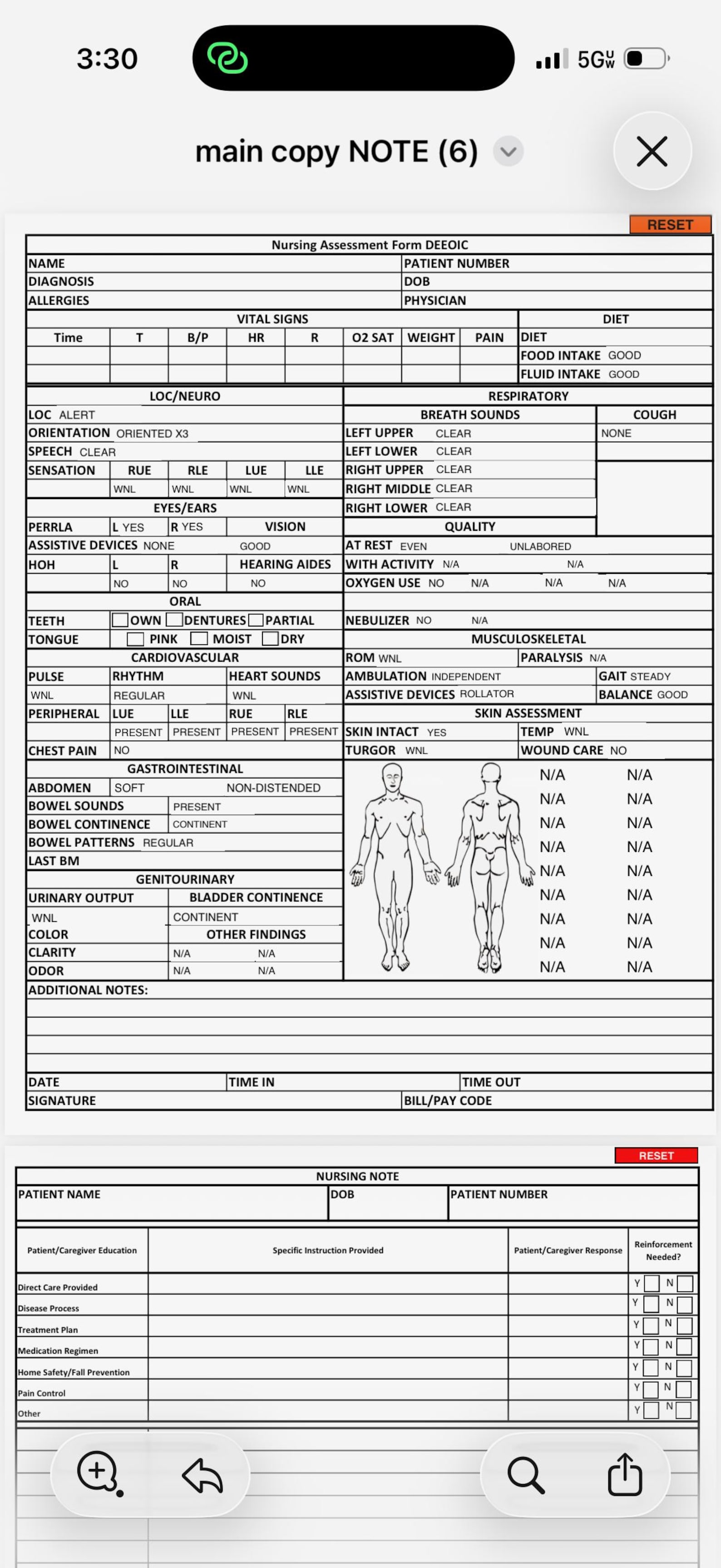 Nursing Note Template Home Health - Etsy