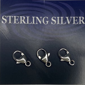 Sterling Silver Lobster Clasp - Oval 11mm with loop.  Pkg of 3.