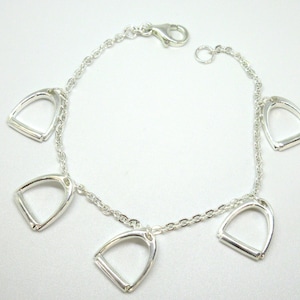 Sterling Silver Horse Stirrup Bracelet - 7.5 inches