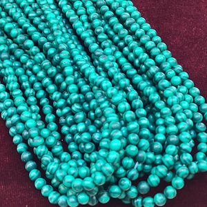 Malachite (Imitation) Round Beads - 4mm