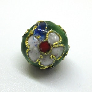 Cloisonne Round Beads - Green - 12mm