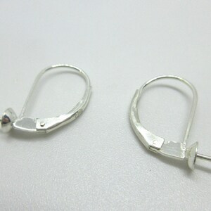 May include: Two silver earring hooks with a small ball at the end of the hook. The hooks are designed to hold a bead or charm.