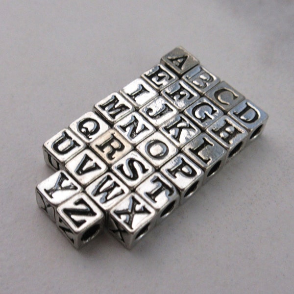 Pewter Alphabet Beads - 4.5mm w/ 3mm Hole