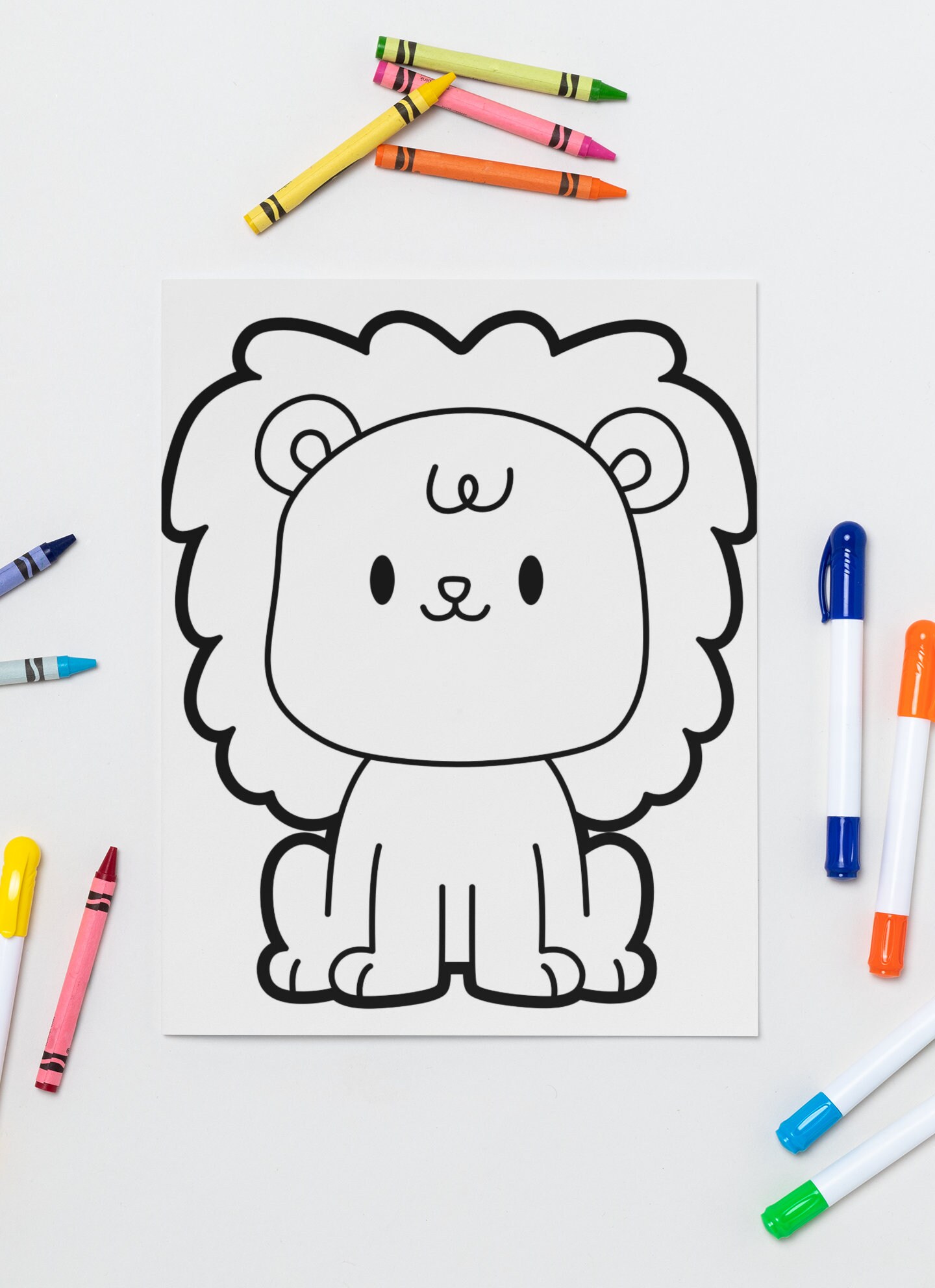5 Printable Kids Coloring Pages - Instant Download, Animal Coloring ...
