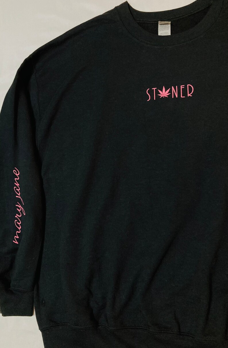 Stoner Lettering Pink on Black - Skimpy Smoker - Stoner Crewneck - Etsy