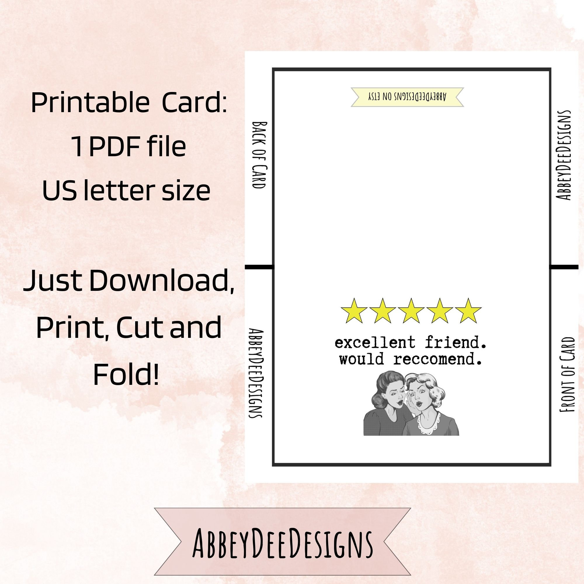 Funny Printable Friend Card, Cards for Friends, Excellent Friend Card ...