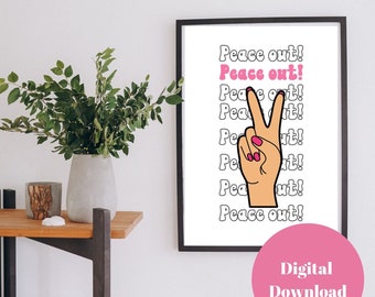 Peace Sign Printable: Retro Boho Wall Art (Digital Download)