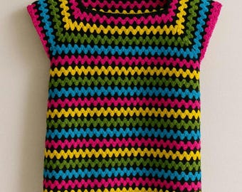 Crochet Tank Top Pattern | Colorful Striped Boho Top (PDF) | Bestseller Crochet Sweater Pattern