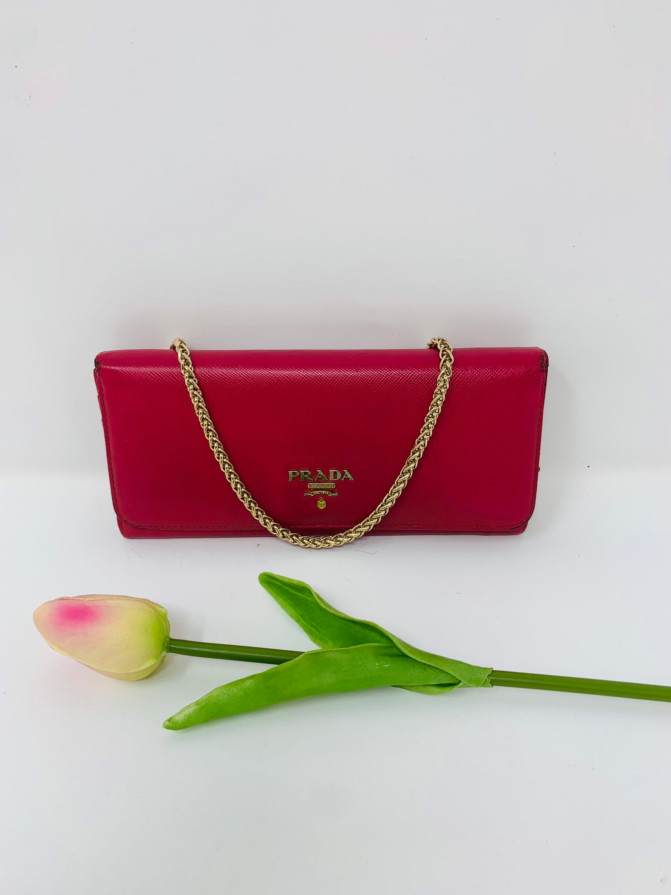 Prada - Authenticated Promenade Handbag - Leather Red Plain for Women, Very Good Condition