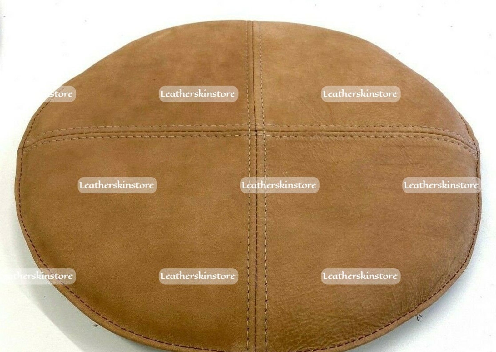 Brown Tan Genuine Leather Round Chair Pad Cover / Car Sofa Etsy