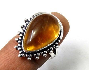 Natural Citrine Sterling Silver Ring, Handmade Anniversary Gift