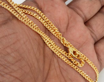 18K Gold filled Curb Chain Necklace, Cuban Link Chain