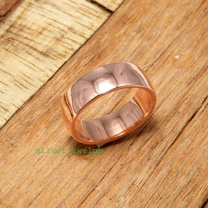 Copper Band Ring, Wedding Ring in pure Copper, Copper Wedding Band, Half Round Ring in Copper, Men&#39;s Women&#39;s Thin Ring, Gift for Her Him
