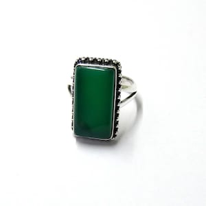 Green Onyx Sterling Silver Ring: Handmade Gemstone Jewelry