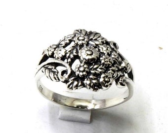 Bague fleur de naissance en argent sterling, bague florale, chevalière en argent, chevalière fleur, bague personnalisée, bague en argent sterling, cadeaux