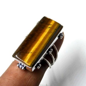 Tiger&#39;s Eye 925 Sterling Solid Silver Handmade Ring, Tiger&#39;s Eye Silver Ring, Natural Tiger&#39;s Eye Ring, Sterling Silver Ring, Boho Ring