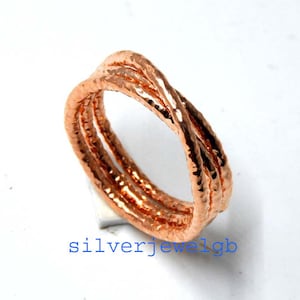 Handmade Hammered Copper Wire Ring: Modern Stackable Band