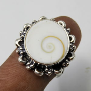 Shiva Eye Ring, Shiva Eye Shell Ring, Sterling Silver Ring, Shiva Eye Jewellery,Summer Ring, Handmade Ring,Anniversary Gift, Ring for Women