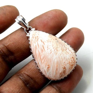 Scolecite Pendant 925 Sterling Silver Pendant Scolecite Handmade Pendant Scolecite Silver Pendant For Necklaces Women