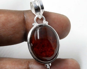 Natural Hessonite Garnet Pendant: Sterling Silver Birthstone Jewelry