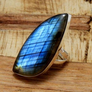 Labradorite Sterling Silver Ring ,Handmade Bohemian Ring , Boho Ring , Labradorite Ring , Rings for Gift minimalist gift Ring