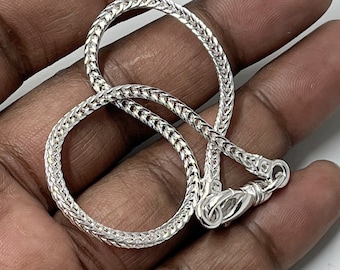 Bracelet chaîne blé en cuivre plaqué argent : 3 mm d'épaisseur