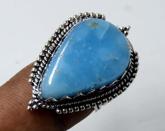 Hemimorphite Sterling Silver Ring: Natural Crystal Jewelry (31 x 21 mm)