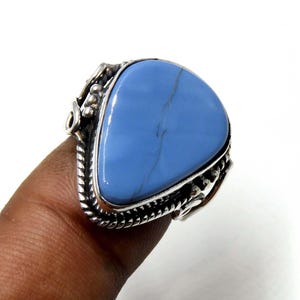 Handmade Owyhee Blue Opal Ring: Sterling Silver Boho Jewelry