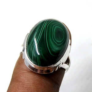 Natural Malachite Sterling Silver Ring (20x15mm)