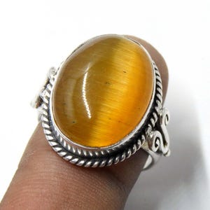 Handgemachter Chrysoberyll Katzenauge Ring: 925 Sterling Silber Boho Ring