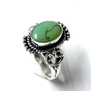 Natürlicher Türkis Ring, handgemachter 925 Sterling Silber Ring mit Türkis Edelstein, Oval Türkis Ring, Geschenk für Frauen