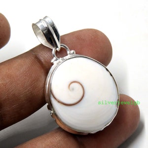 Shell Pendant,  Sterling Silver Pendant, Shiva Pendant, Shiva Eye Shell Pendant , Eye of Santa Lucia Necklace, Shiva Shell Jewelry