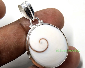 Colgante de concha de ojo de Shiva en plata de ley: collar de Santa Lucía