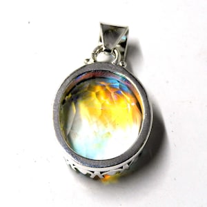 Rainbow Mystic Topaz Pendant , Sterling Silver Mystic Topaz Necklace, 37x22 mm Mercury Mystic Topaz Jewelry Pendant ,Gift For Her, Necklace image 8