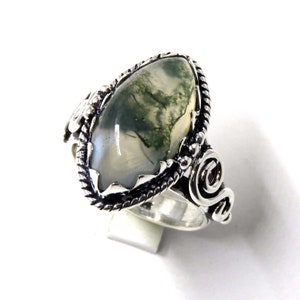 Moss Agate Sterling Silver Ring