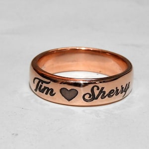 classic name engraved couple ring, Copper ring, Custom Name Copper Band ring personalized Valentine’s Day girlfriend present birthday gift