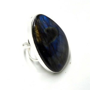 41x25 mm, Huge Labradorite Ring - UK ring size F to Z sterling silver labradorite ring, Handmade gemstone ring-Silver Jewelry