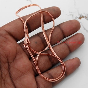 Collar de cadena de espiga de cobre puro, joyería de cobre hecha a mano, 1 x 2 mm