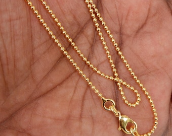 Gold Beaded Ball Chain , 18K Gold filled Necklace