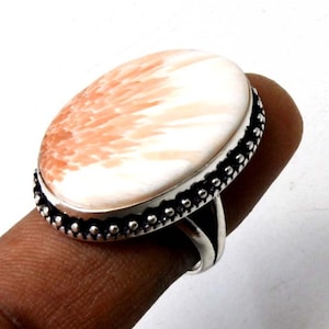Scolecite Ring , Statement Ring , Scolecite Sterling Silver Ring , Gift For Her ,Scolecite silver Jewelry ,Natural Scolecite gemstone  Ring