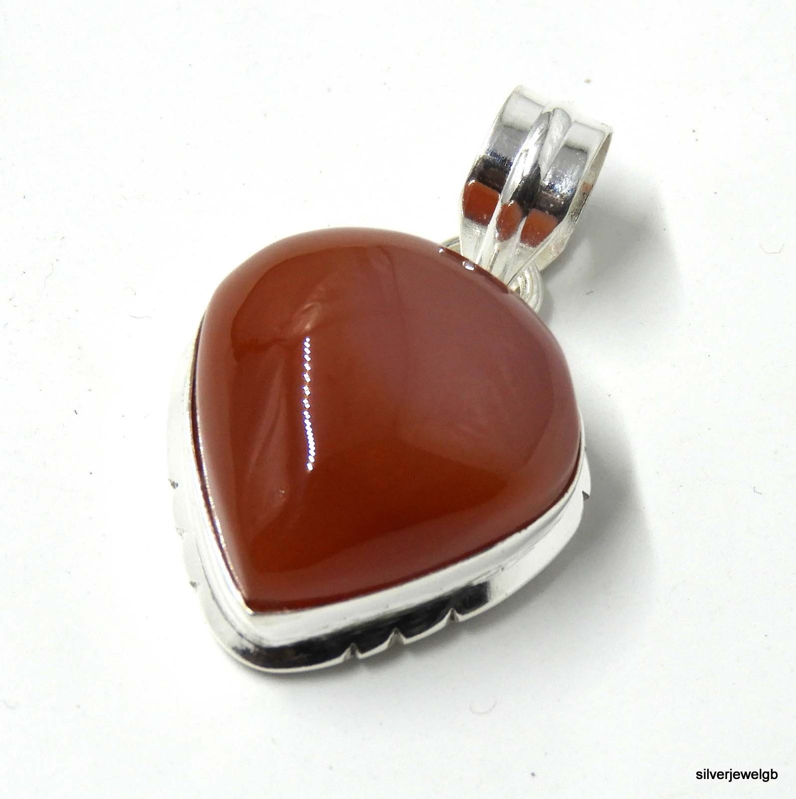 Collier Pendentif Cornaline Poire En Argent 925 - Chaîne 18", Style Bohème Moderne, Neuf Avec étiquettes
