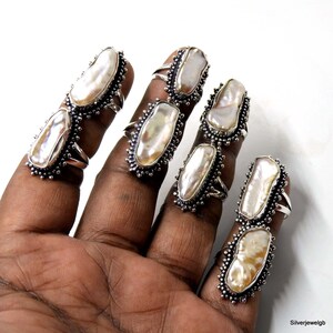 Natural Biwa Pearl Ring: Handmade 925 Sterling Silver