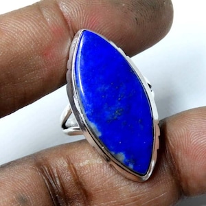Large Lapis Lazuli Ring: Sterling Silver, December Birthstone