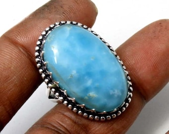 Natural Hemimorphite Sterling Silver Ring: Artisan Crafted Crystal Jewelry