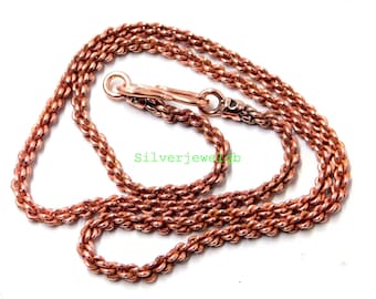 Pure Copper Rope Chain, Solid Copper Rope Chain Necklace, Copper Jewellery Chain Necklaces For Women And Mens, Chain thickness 2.5 mm