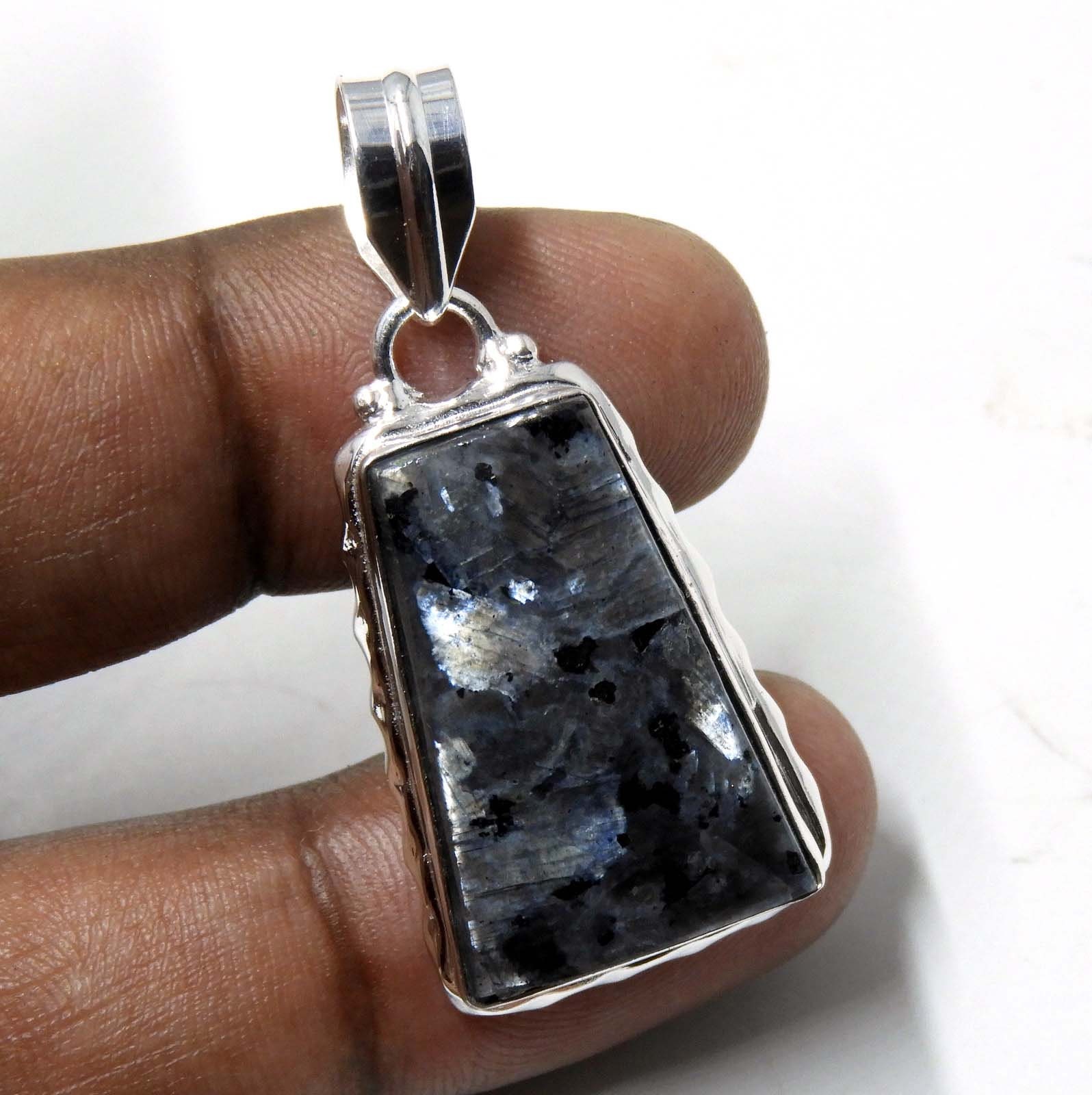 Larvikite Pendant Necklace: Natural Stone, Sterling Silver - Etsy